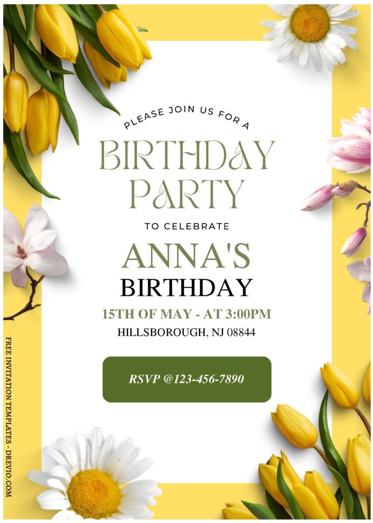 Invitation Template of (Free Editable PDF) Romantic Spring Birthday Invitation Templates 1