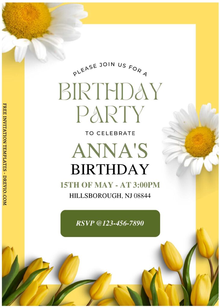 (Free Editable PDF) Romantic Spring Birthday Invitation Templates A