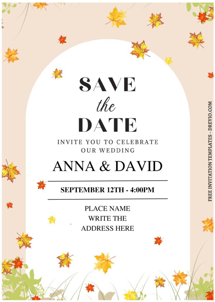 Invitation Template of (Free Editable PDF) Natural Elegance Autumn Wedding Invitation Templates 1