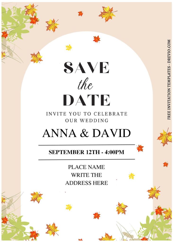 (Free Editable PDF) Natural Elegance Autumn Wedding Invitation Templates A