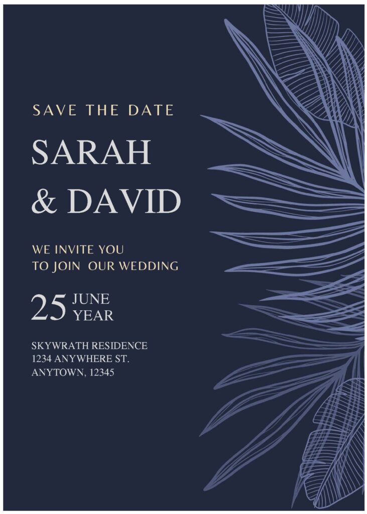 Invitation Template of (Free Editable PDF) Elegant Blue Flower And Foliage Wedding Invitation Templates 1