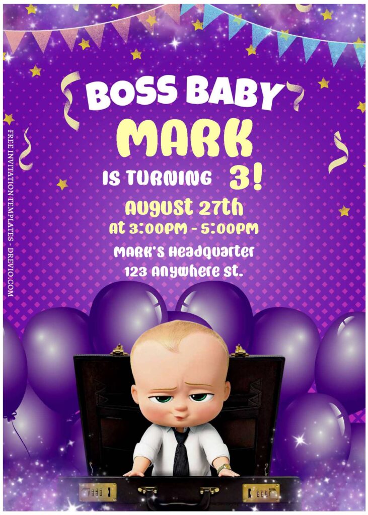 (Free Editable PDF) Playful Boss Baby Birthday Invitation Templates C