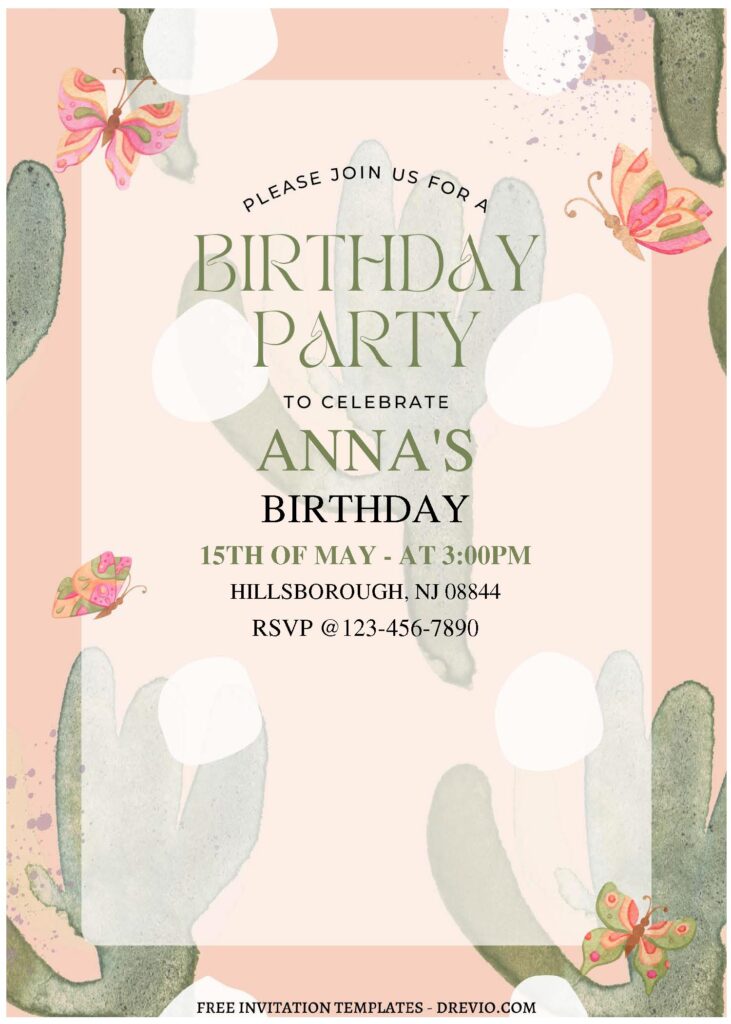 Invitation Template of (Free Editable PDF) Adorable Cactus Pattern Birthday Invitation Templates 1