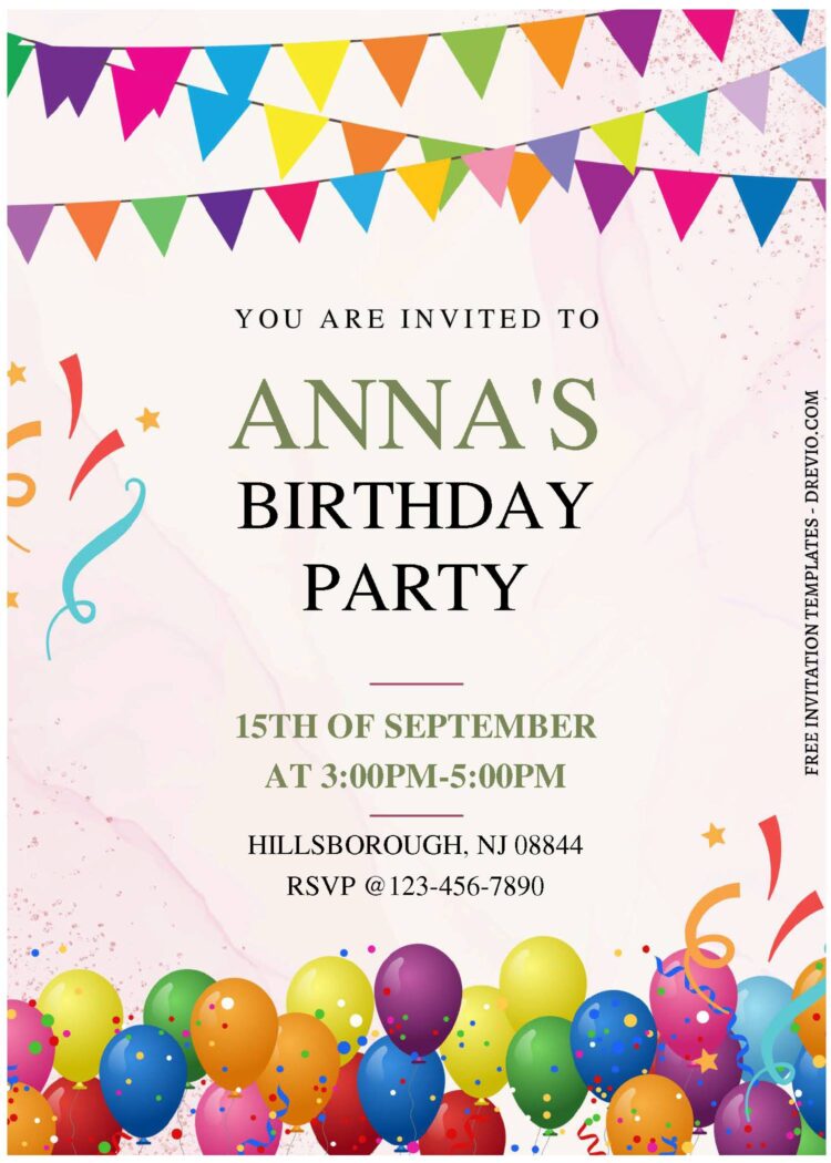 (Free Editable PDF) Spectacular And Cheerful Birthday Invitation ...