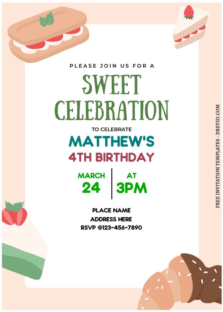 (Free Editable PDF) Sweetest Dessert Filled Birthday Invitation Templates A