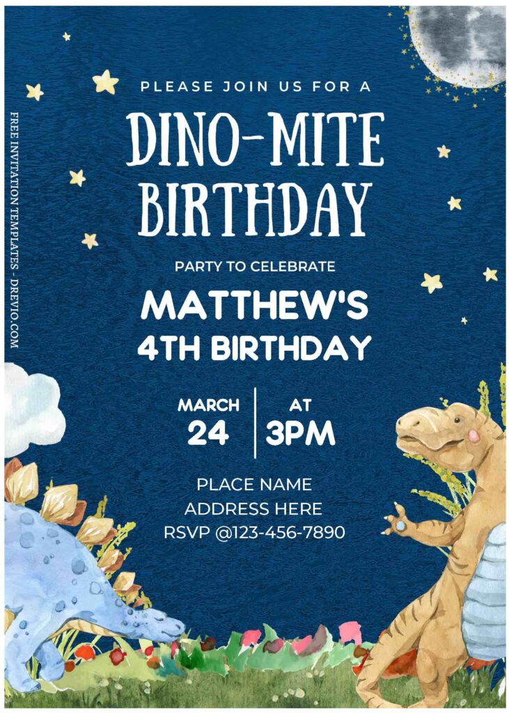 Invitation Template of (Free Editable PDF) Roaring Dinosaur Themed Birthday Invitation Templates 1