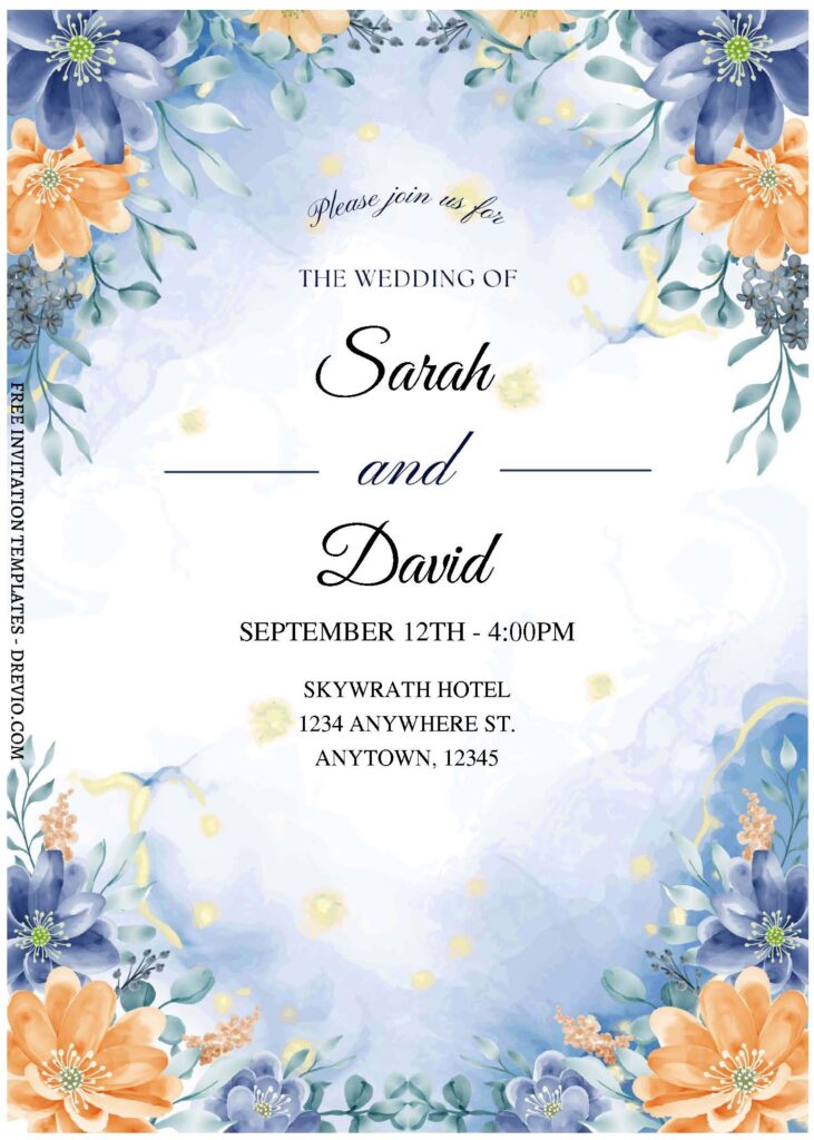 (Free Editable PDF) Visually Stunning Floral And Marble Wedding Invitation Templates C