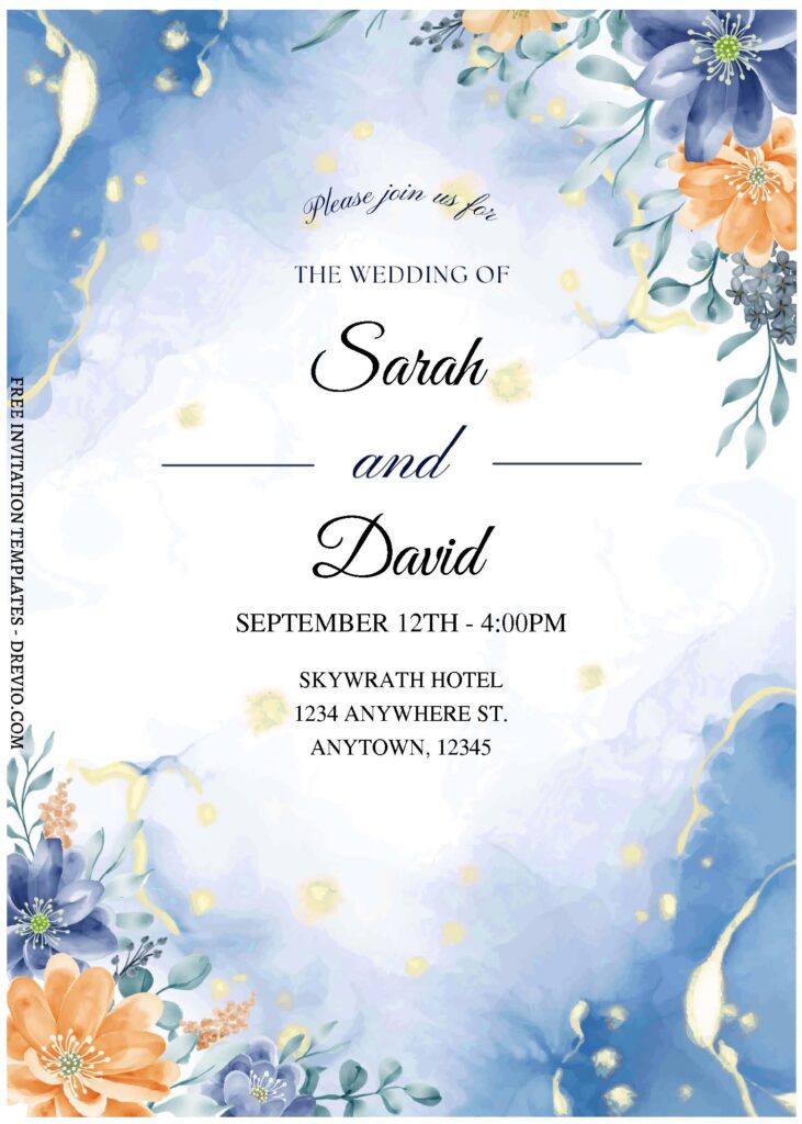 (Free Editable PDF) Visually Stunning Floral And Marble Wedding Invitation Templates A