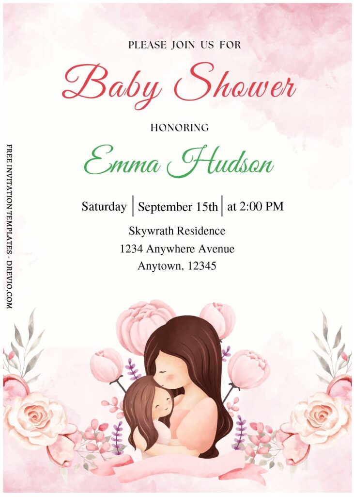 (Free Editable PDF) Graceful Floral Themed Baby Shower Invitation Templates C