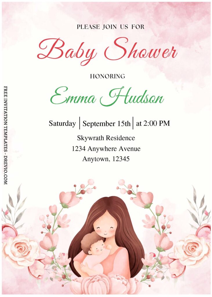 (Free Editable PDF) Graceful Floral Themed Baby Shower Invitation Templates A