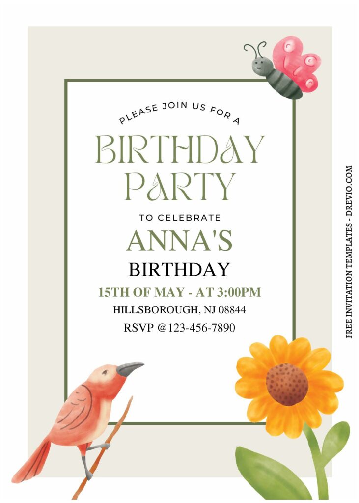 Invitation Template of (Free Editable PDF) Cute And Fun Garden Kids Birthday Invitation Templates 3