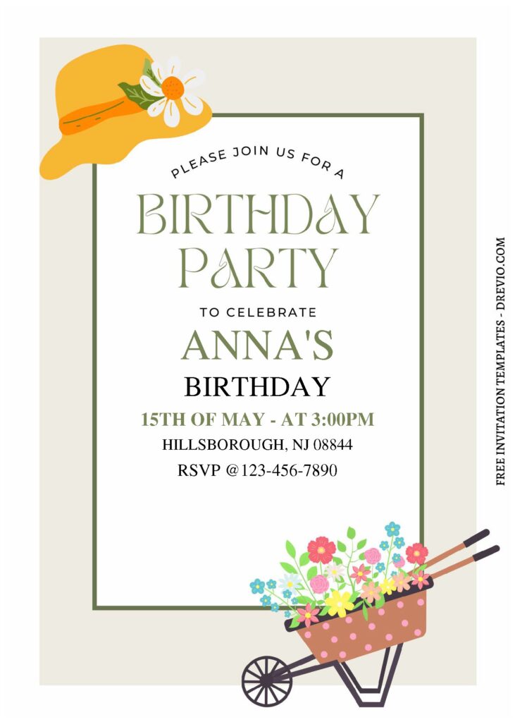 Invitation Template of (Free Editable PDF) Cute And Fun Garden Kids Birthday Invitation Templates 2