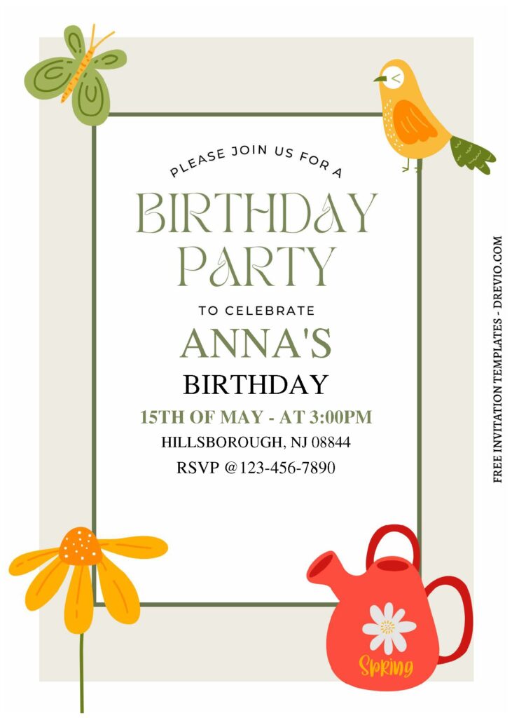 Invitation Template of (Free Editable PDF) Cute And Fun Garden Kids Birthday Invitation Templates 1