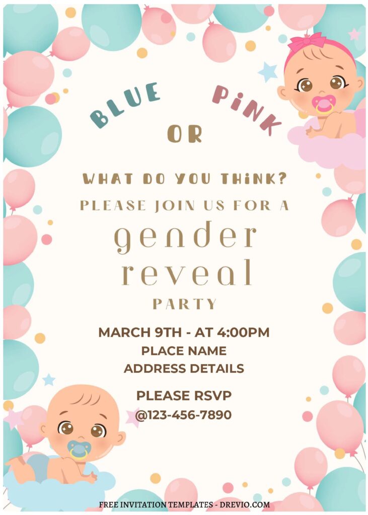 Invitation Template of (Free Editable PDF) Adorable Gender Reveal Invitation Templates 2