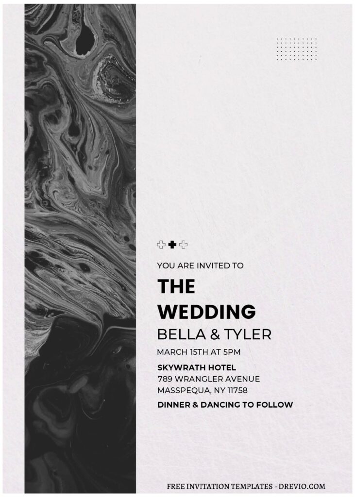 (Free Editable PDF) Refined Beauty Abstract Marble Wedding Invitation Templates C