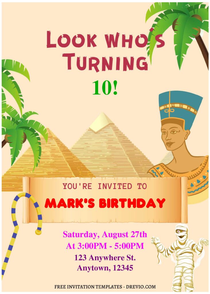 (Free Editable PDF) Lovely Mummies Movie Themed Birthday Invitation Templates A