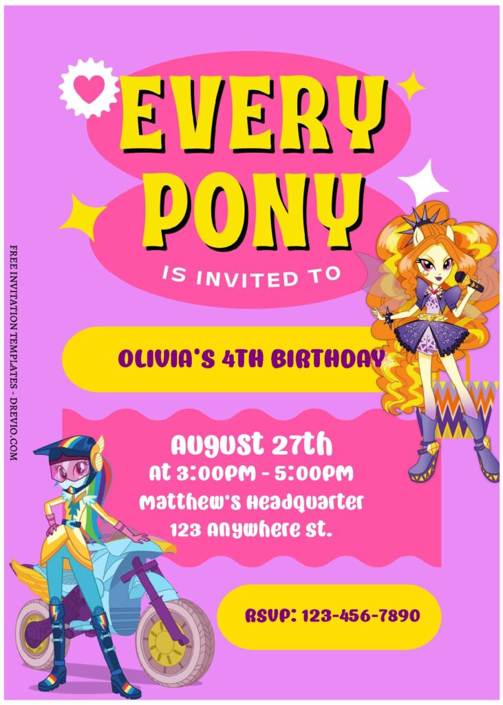 (Free Editable PDF) Adventure Of My Little Pony Birthday Invitation Templates C