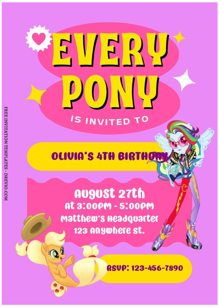 (Free Editable PDF) Adventure Of My Little Pony Birthday Invitation Templates A