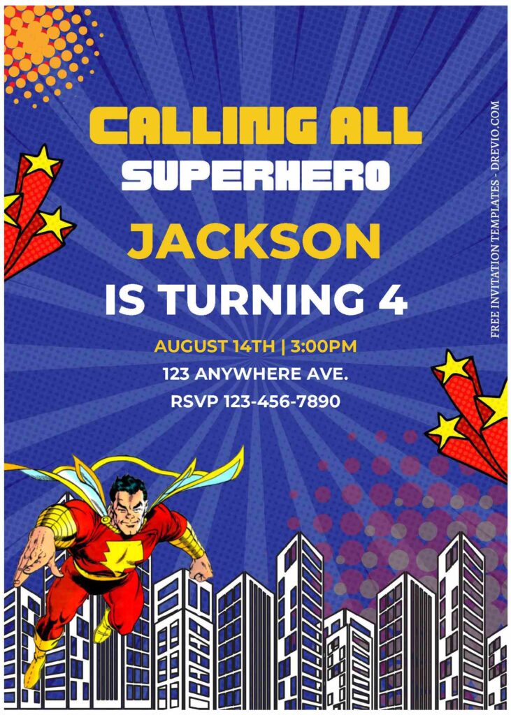 Invitation Template of (Free Editable PDF) DC Superhero Shazam Birthday Invitation Templates 3