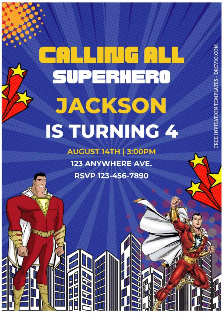 Invitation Template of (Free Editable PDF) DC Superhero Shazam Birthday Invitation Templates 1