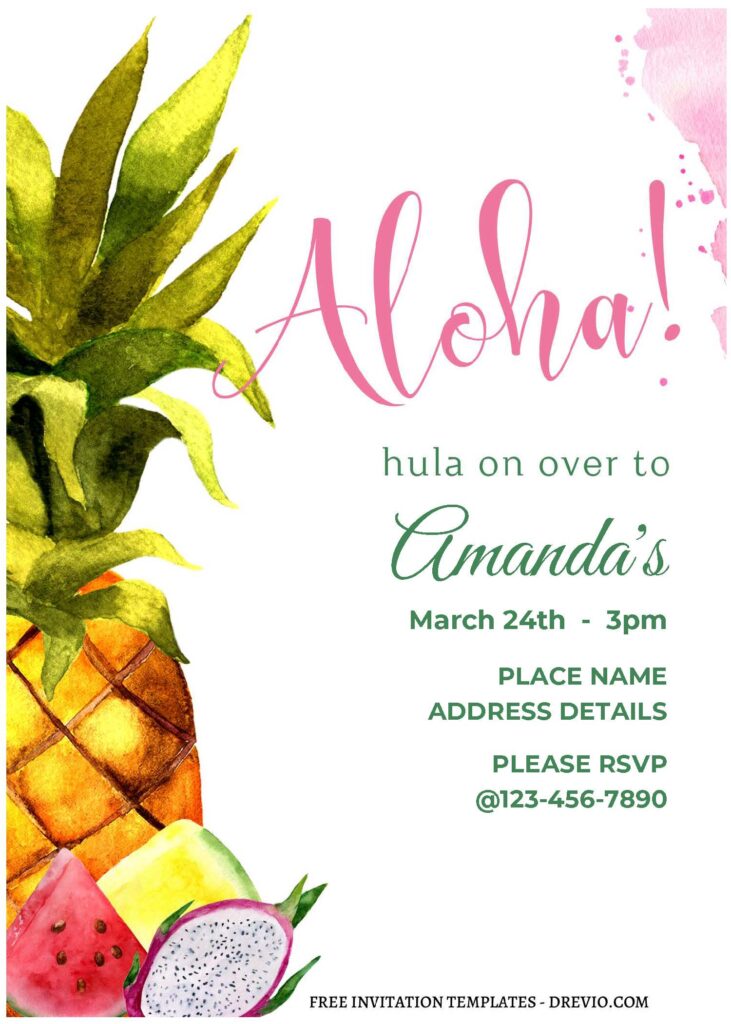 Invitation Template of (Free Editable PDF) Aloha Summer Tropical Pineapple Birthday Invitation Templates 1