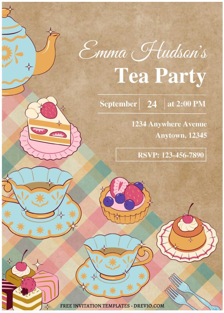 (Free Editable PDF) Delightful Tea Party Invitation Templates C