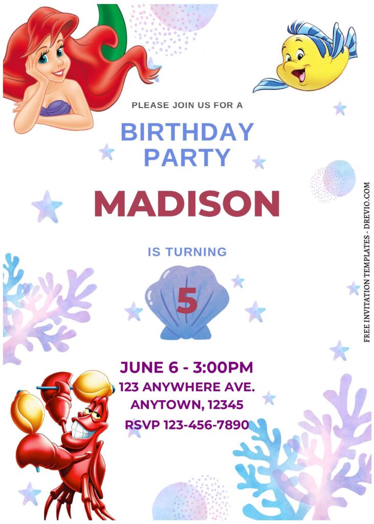 Invitation Template of (Free Editable PDF) Under The Sea Little Mermaid Birthday Invitation Templates 3