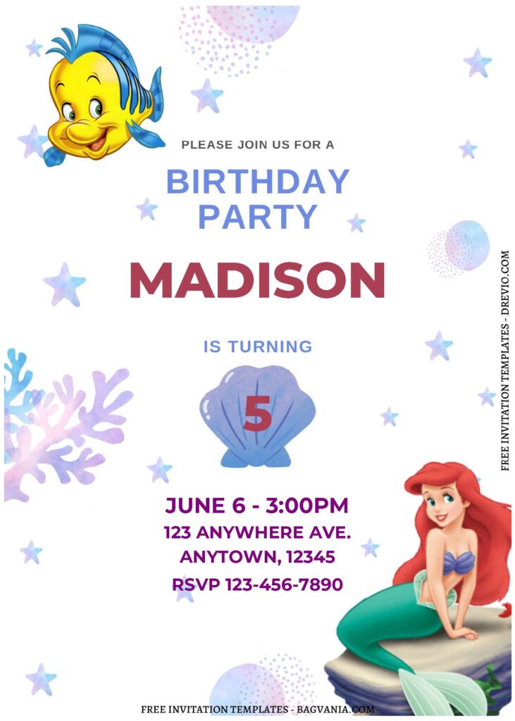 Invitation Template of (Free Editable PDF) Under The Sea Little Mermaid Birthday Invitation Templates 2