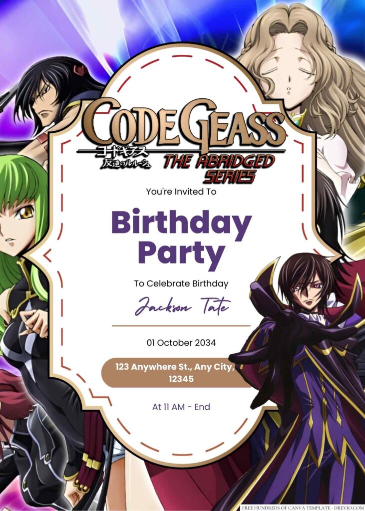 Code Geass Birthday Invitation 