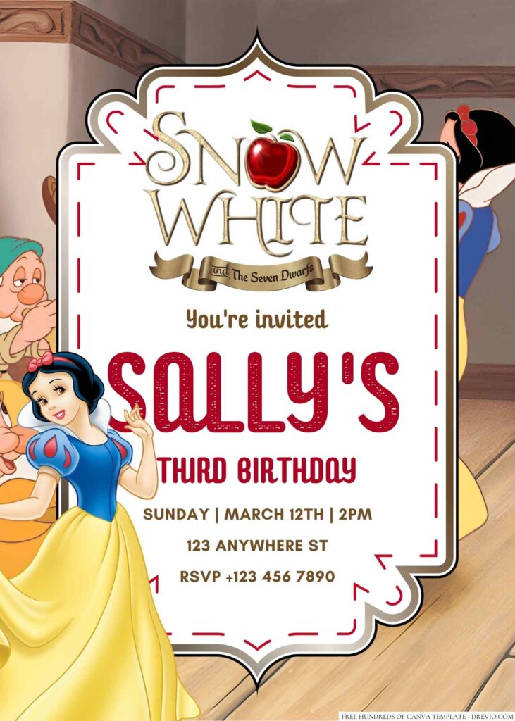 Snow White and the Seven Dwarfs Birthday Invitation