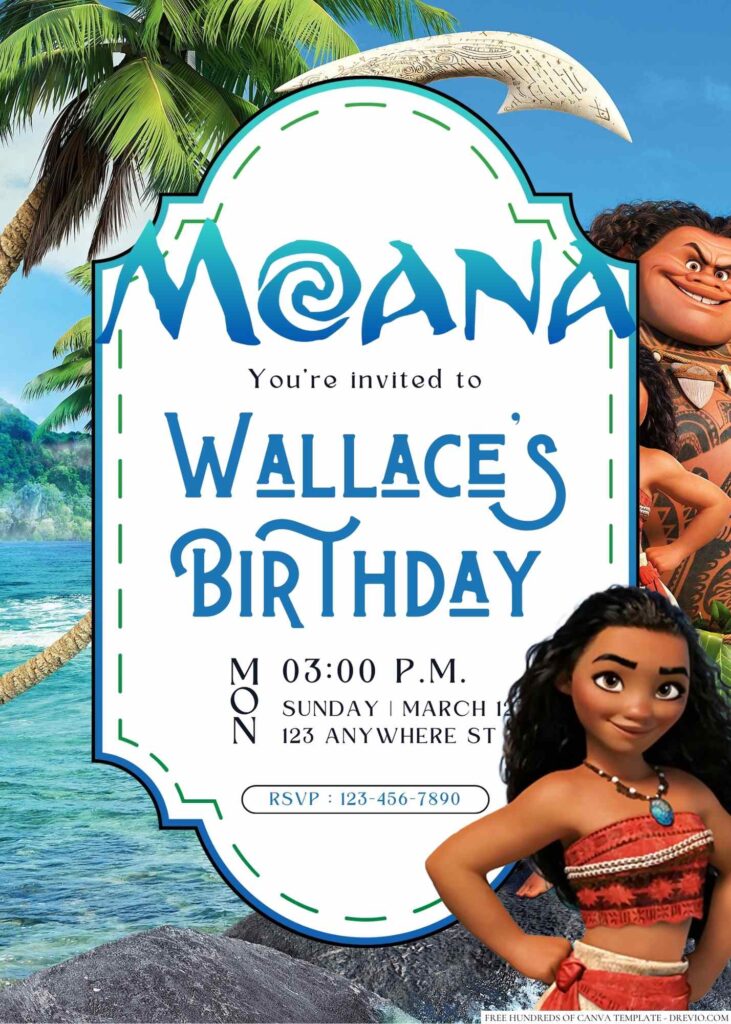 Moana Birthday Invitation