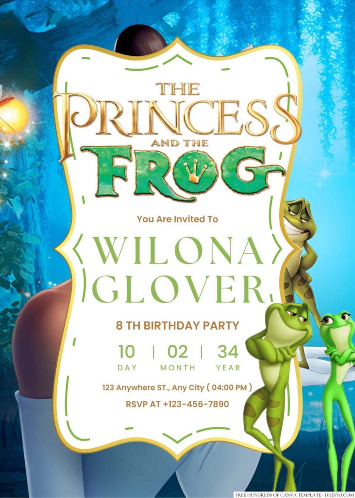 The Princess and the Frog Birthday Invitation