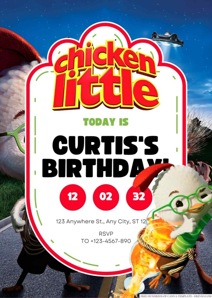 Chicken Little Birthday Invitation