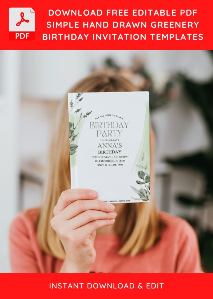 Invitation Template of (Free Editable PDF) Dusty Bohemian Greenery Birthday Invitation Templates 4