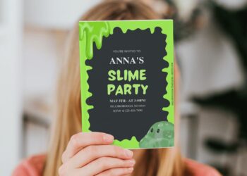 (Free Editable PDF) Cute Slime Birthday Party Invitation Templates