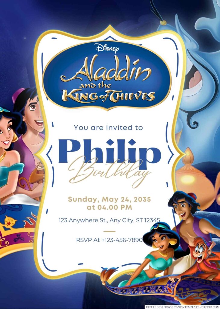 Aladdin and the King of Thieves Birthday Invitation
