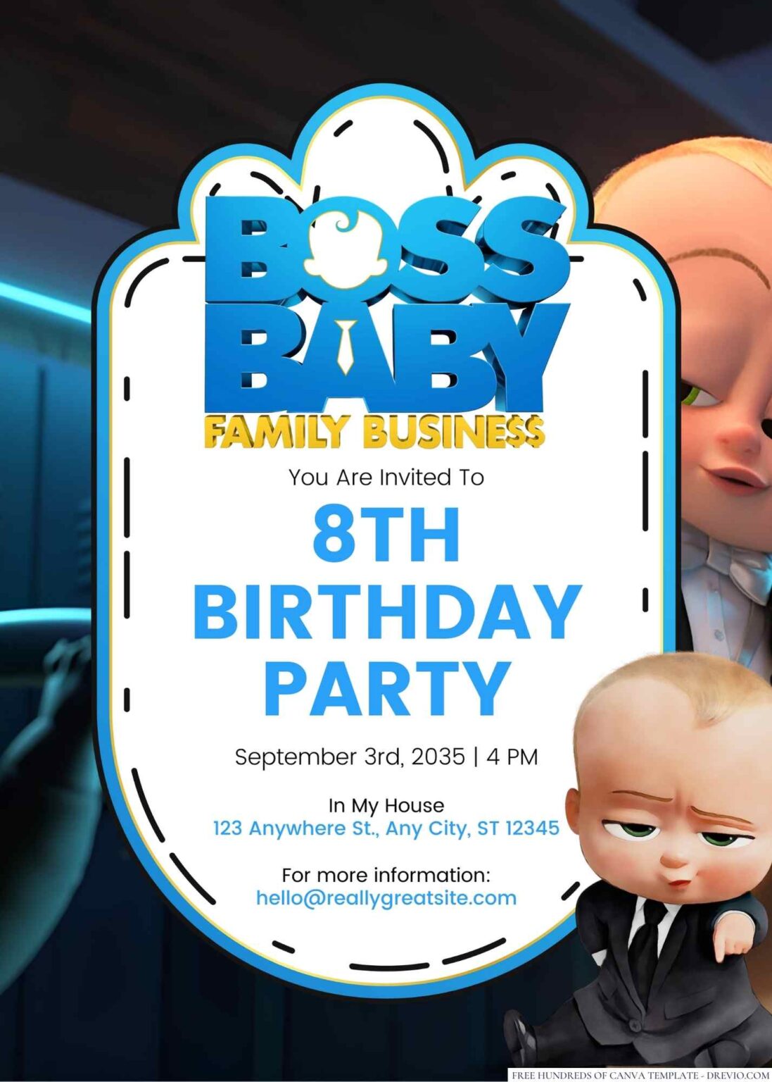 16+ The Boss Baby Canva Birthday Invitation Templates - Drevio : Free ...