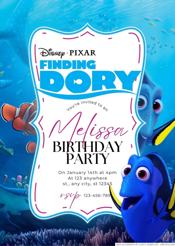 Finding Dory Birthday Invitation