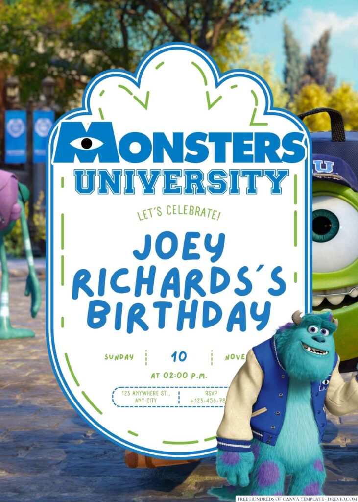 Monsters University Birthday Invitation 