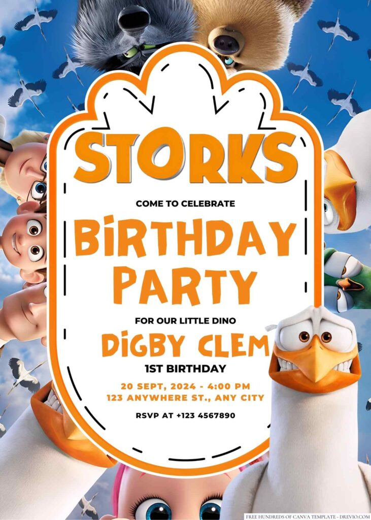 Storks Birthday Invitation