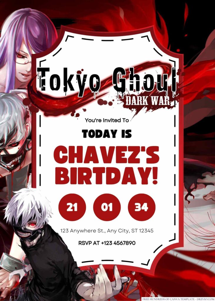 Tokyo Ghoul Birthday Invitation