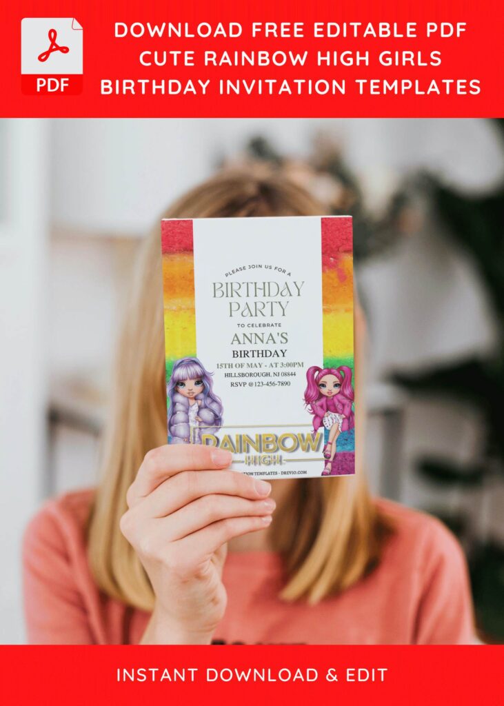 Invitation Template of (Free Editable PDF) Lovely Rainbow High Birthday Invitation Templates 10