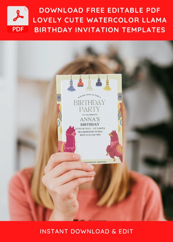 Invitation Template of (Free Editable PDF) Adorable & Chic Llama Birthday Invitation Templates 10