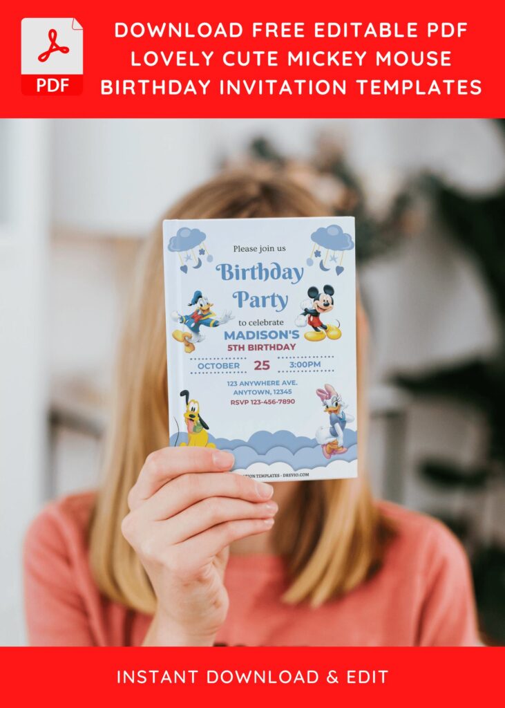 Invitation Template of (Free Editable PDF) Lovely Cute Mickey Mouse Birthday Invitation Templates 10