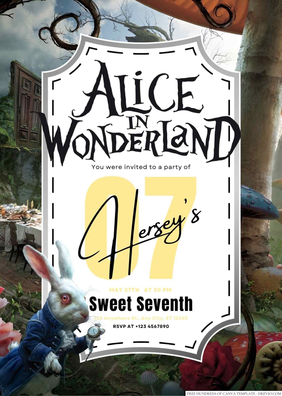 Alice in Wonderland Birthday Invitation