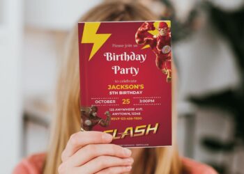 (Free Editable PDF) Scarlet Speedster The Flash Birthday Invitation Templates