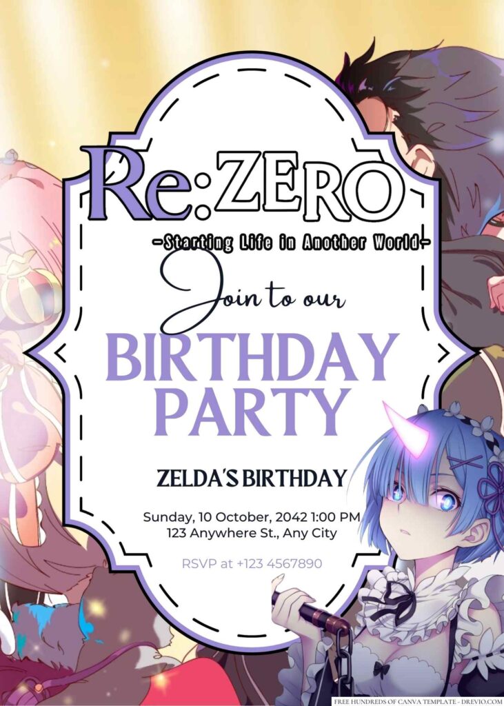 ReZero − Starting Life in Another World Birthday Invitation