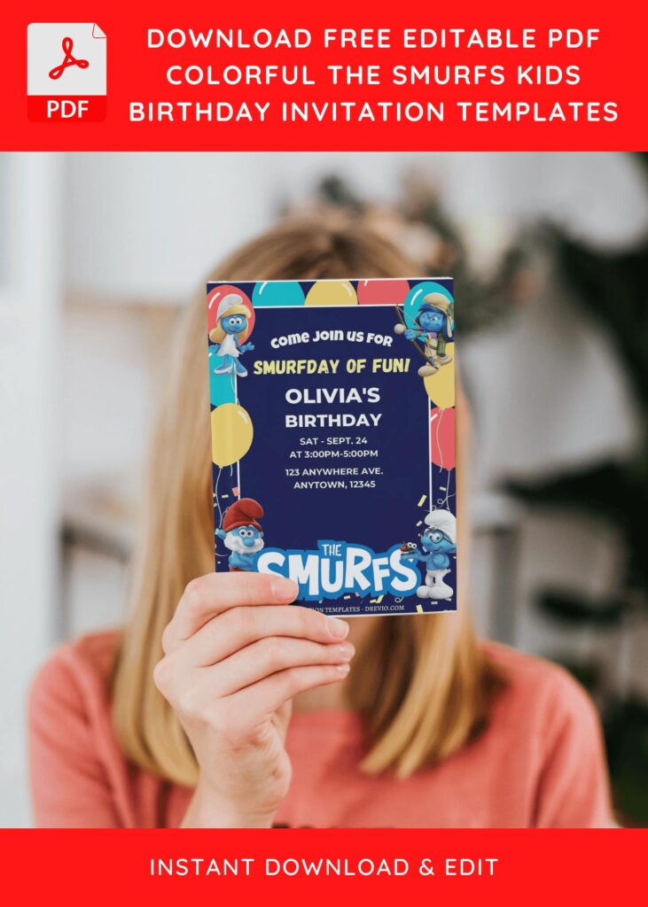 Invitation Template of (Free Editable PDF) Cheerful Smurfs Birthday Invitation Templates 10