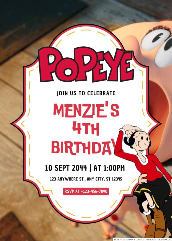 Olive Oyl Birthday Invitation