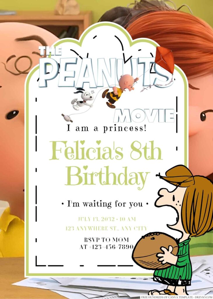 Peppermint Patty Birthday Invitation